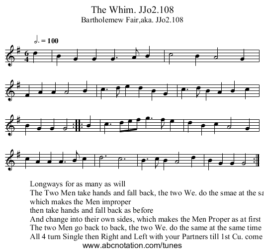 Whim. JJo2.108, The - staff notation