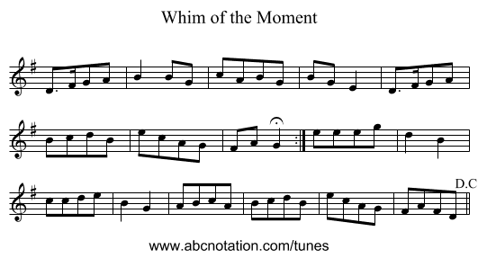 Whim of the Moment - staff notation