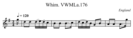 Whim. VWMLa.176 - staff notation