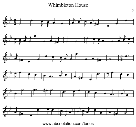 Whimbleton House - staff notation