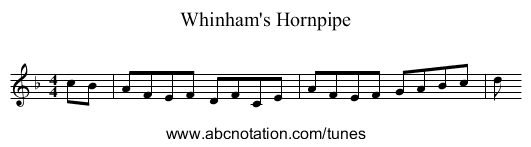 Whinham's Hornpipe - staff notation