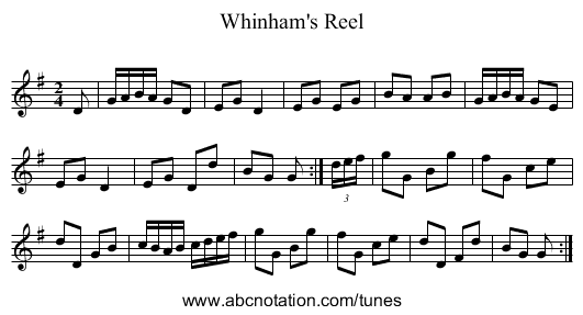 Whinham's Reel - staff notation