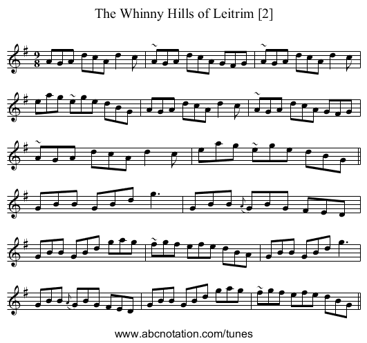 Whinny Hills of Leitrim [2], The - staff notation