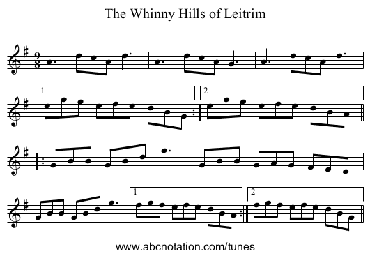 Whinny Hills of Leitrim, The - staff notation