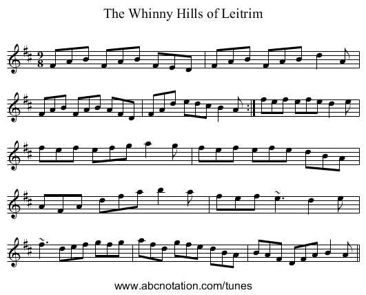 Whinny Hills of Leitrim, The - staff notation