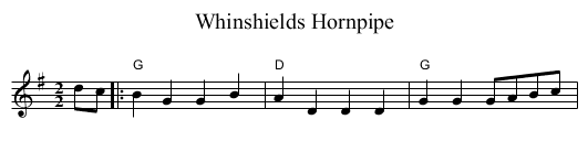 Whinshields Hornpipe - staff notation