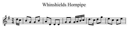 Whinshields Hornpipe - staff notation