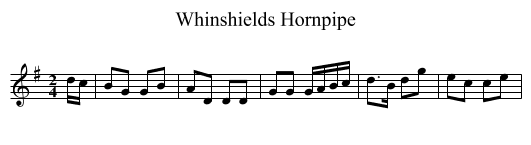 Whinshields Hornpipe - staff notation