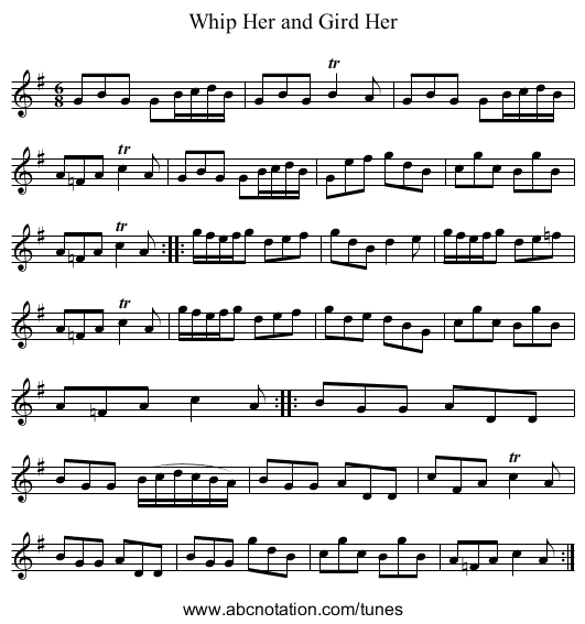 Whip Her and Gird Her - staff notation