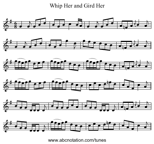 Whip Her and Gird Her - staff notation
