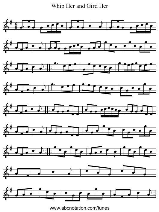Whip Her and Gird Her - staff notation