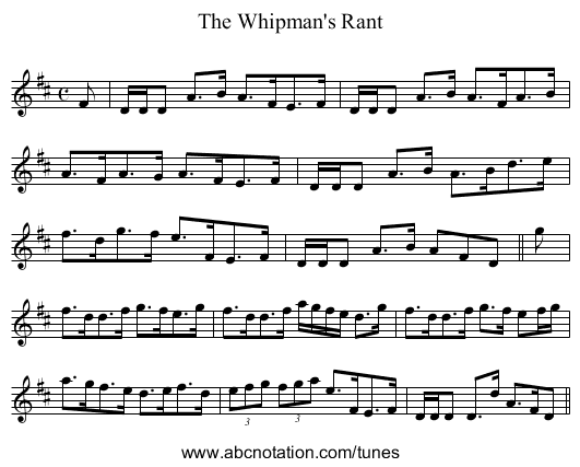 Whipman's Rant, The - staff notation