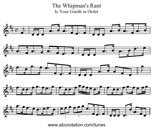 Whipman's Rant, The - staff notation