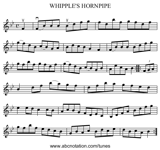 WHIPPLE'S HORNPIPE - staff notation