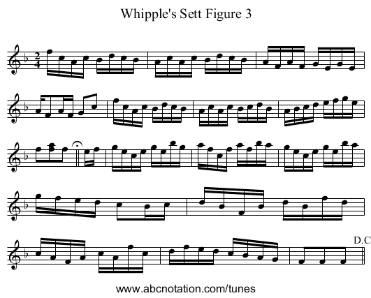 Whipple's Sett Figure 3 - staff notation