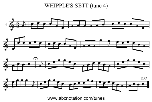 WHIPPLE'S SETT (tune 4) - staff notation