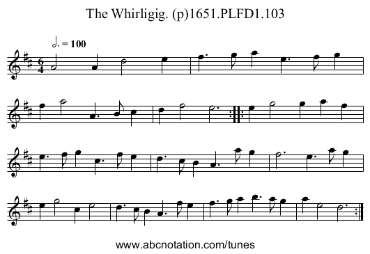Whirligig. (p)1651.PLFD1.103, The - staff notation