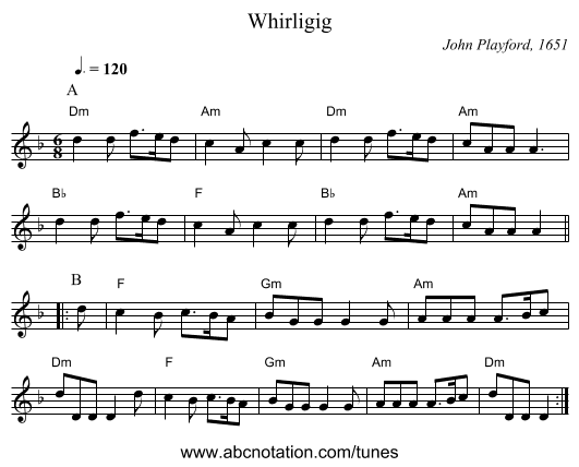 Whirligig - staff notation