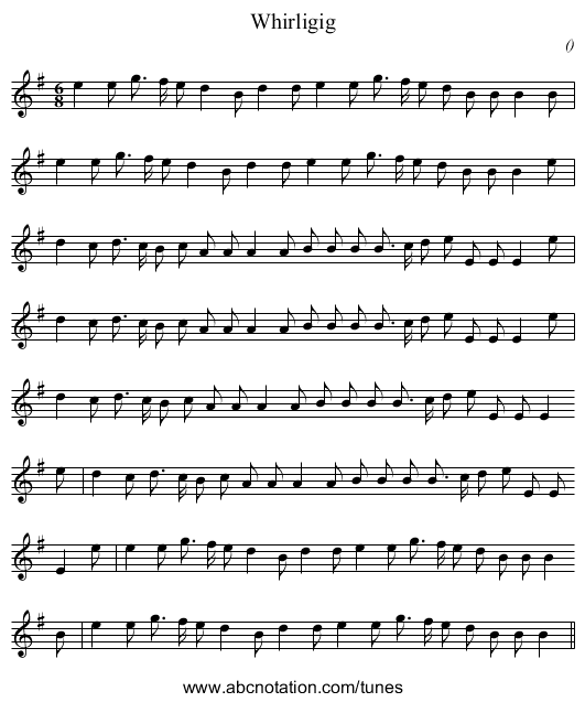Whirligig - staff notation