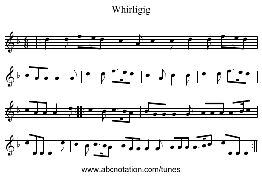 Whirligig - staff notation