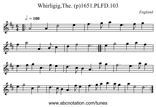 Whirligig,The. (p)1651.PLFD.103 - staff notation
