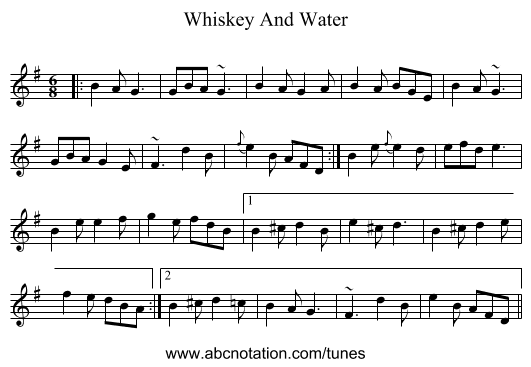 Whiskey And Water - staff notation