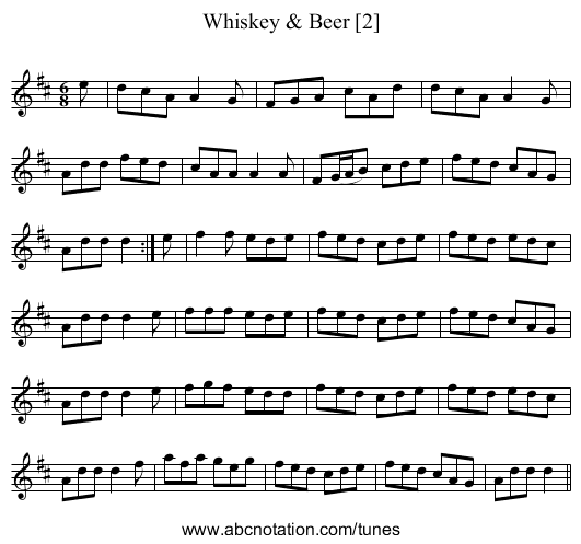Whiskey & Beer [2] - staff notation