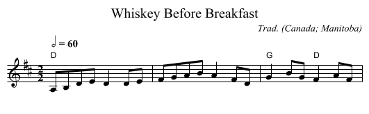 Whiskey Before Breakfast - staff notation