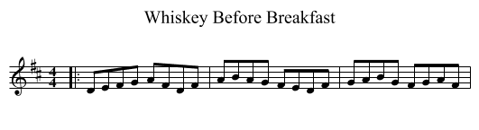 Whiskey Before Breakfast - staff notation