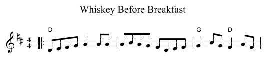 Whiskey Before Breakfast - staff notation