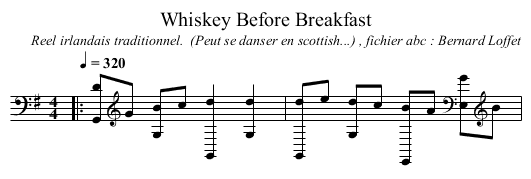 Whiskey Before Breakfast - staff notation