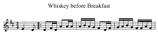 Whiskey before Breakfast - staff notation