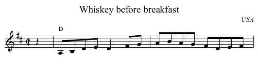 Whiskey before breakfast - staff notation