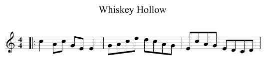 Whiskey Hollow - staff notation