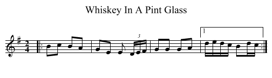 Whiskey In A Pint Glass - staff notation