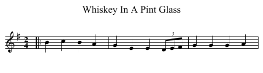 Whiskey In A Pint Glass - staff notation