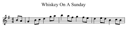 Whiskey On A Sunday - staff notation