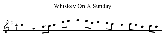 Whiskey On A Sunday - staff notation