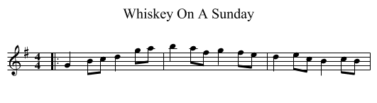 Whiskey On A Sunday - staff notation
