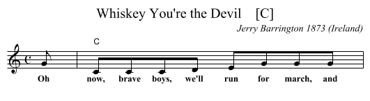 Whiskey You're the Devil    [C] - staff notation