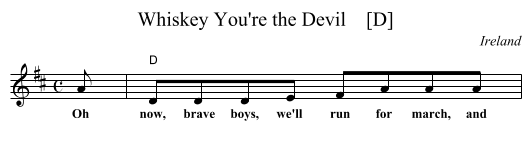 Whiskey You're the Devil    [D] - staff notation