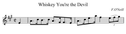Whiskey You're the Devil - staff notation