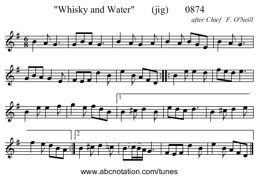 Whisky and Water       (jig)       0874 - staff notation