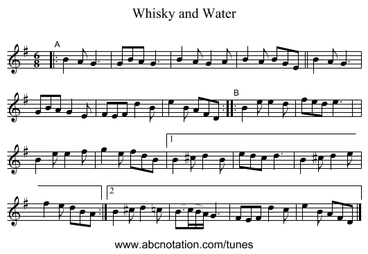 Whisky and Water - staff notation