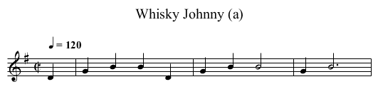 Whisky Johnny (a) - staff notation