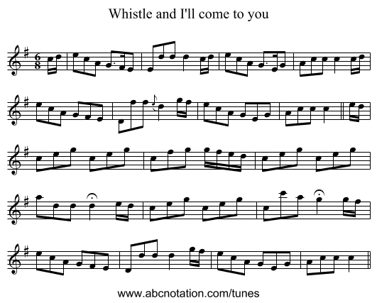 Whistle and I'll come to you - staff notation