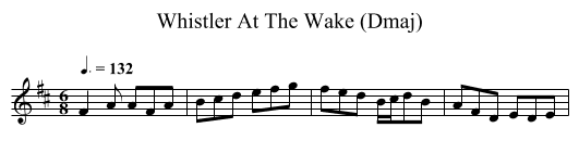 Whistler At The Wake (Dmaj) - staff notation