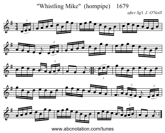 Whistling Mike  (hornpipe)    1679 - staff notation