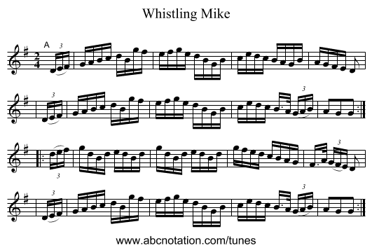 Whistling Mike - staff notation
