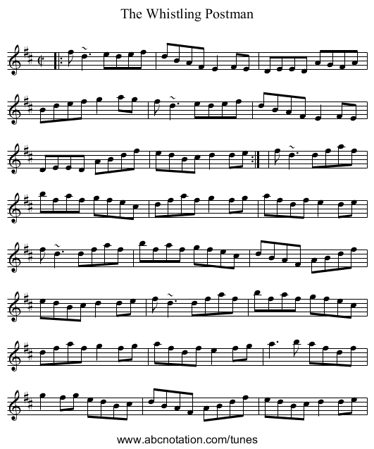 Whistling Postman, The - staff notation